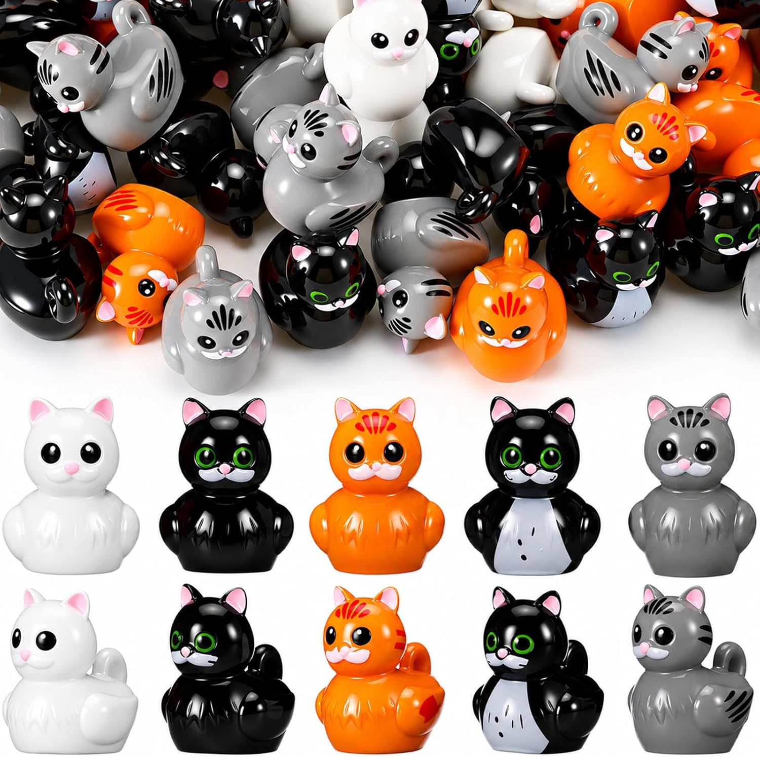 Soulchen 100 Pcs Mini Resin Cat Ducks Miniature Cat Figurines