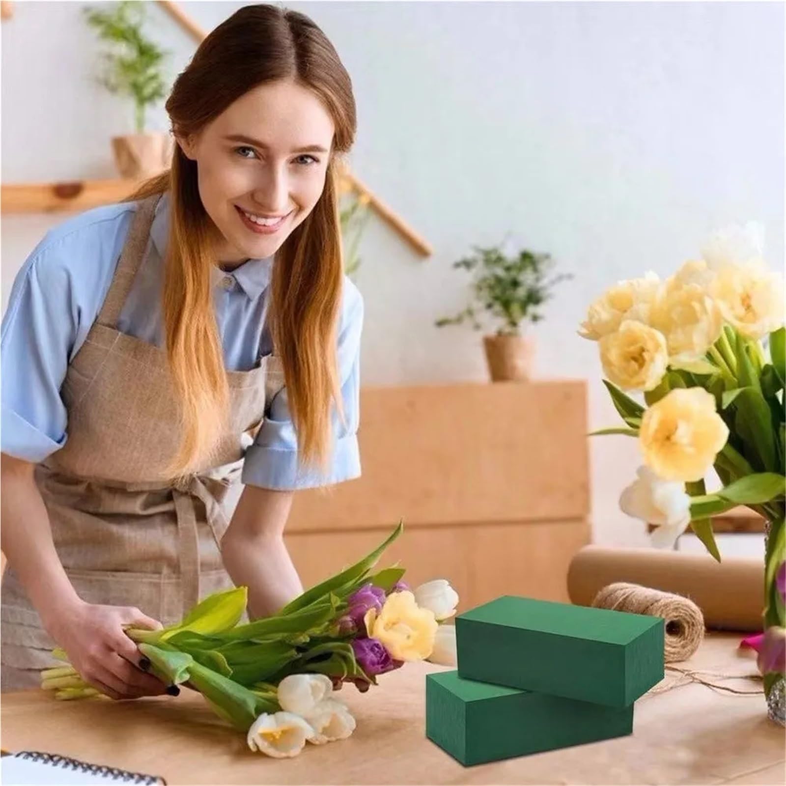Espuma Floral Redonda 12pcs Wedding Diy Flower Floral Fresh Blocks Foam Mud Bricks Dry Wet Arrangement Sponge Para Bodas, Pasillos, Fiestas