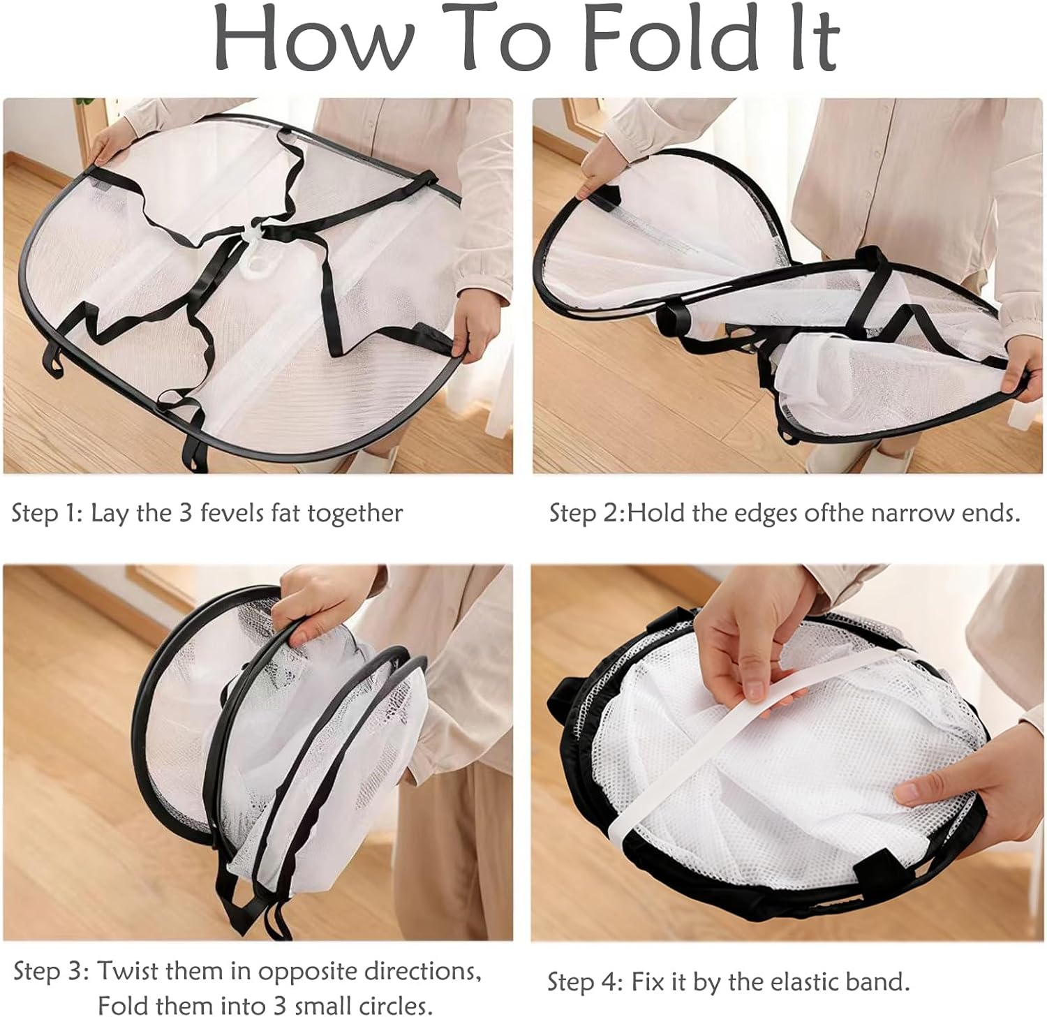 3-Tier Folding Mesh Clothes Drying Rack, Stackable Sweater Dryer Rack with Internal Fixation, Portable Hanging Laundry Rack for T-Shirt,Swimsuit,Sweater,Delicates(Black,Size:30.3x24x31inch)