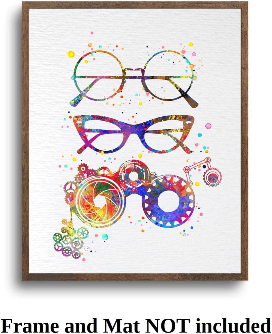 Dignovel Studios 11X14 Unframed Eyeglasses Watercolor Art Print Poster Optometrist Optometry Optician Eye Doctor Eye Wear Medical Ophthalmology Clinic Décor DN749