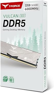 TEAMGROUP T-Force Vulcan ECO DDR5 32GB (2x16GB) 6000MHz (PC5-48000) CL30 Desktop Memory Module Ram for 600 700 Series Chipset XMP 3.0 Silver FLESD532G6000HC30DC01...