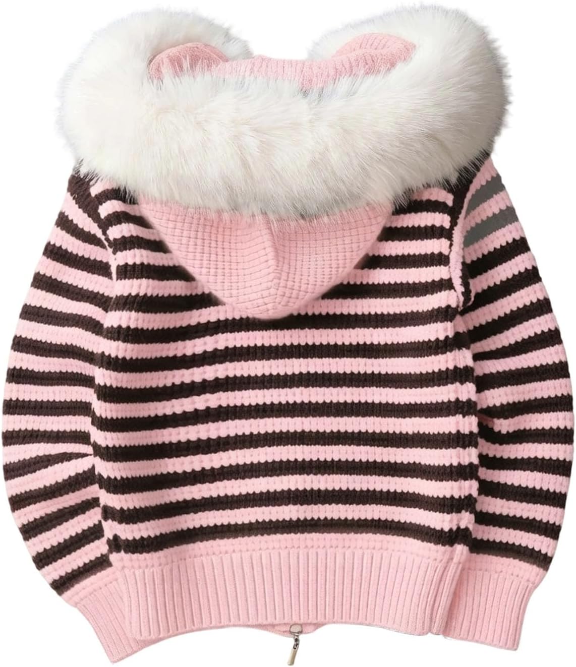 Girls Striped Full Zip Knit School Uniform Cardigan