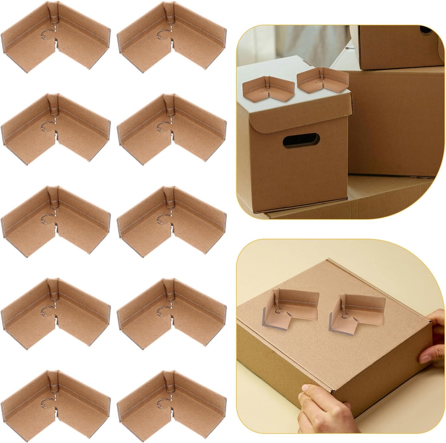 HEMOTON 50pcs Paper Packaging Edge Guards 4mm Thick Cardboard Corner Protectors for Shipping Carton Box Edge Protection Transport Storage