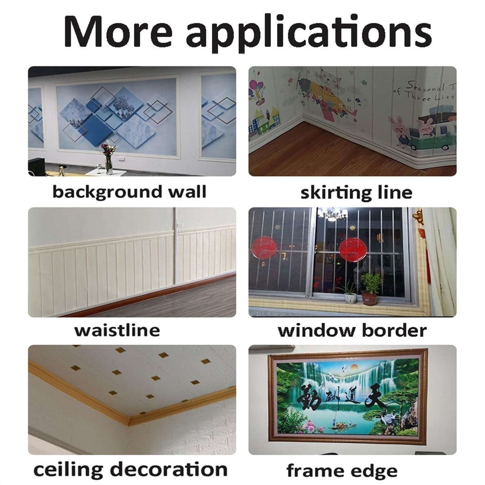 Moldura de pared flexible de 16.4 pies | Diseño autoadhesivo de despegar y pegar | Moldura de pared para decoración de esquina | Decoración del hogar DIY en el marco del espejo de la puerta del