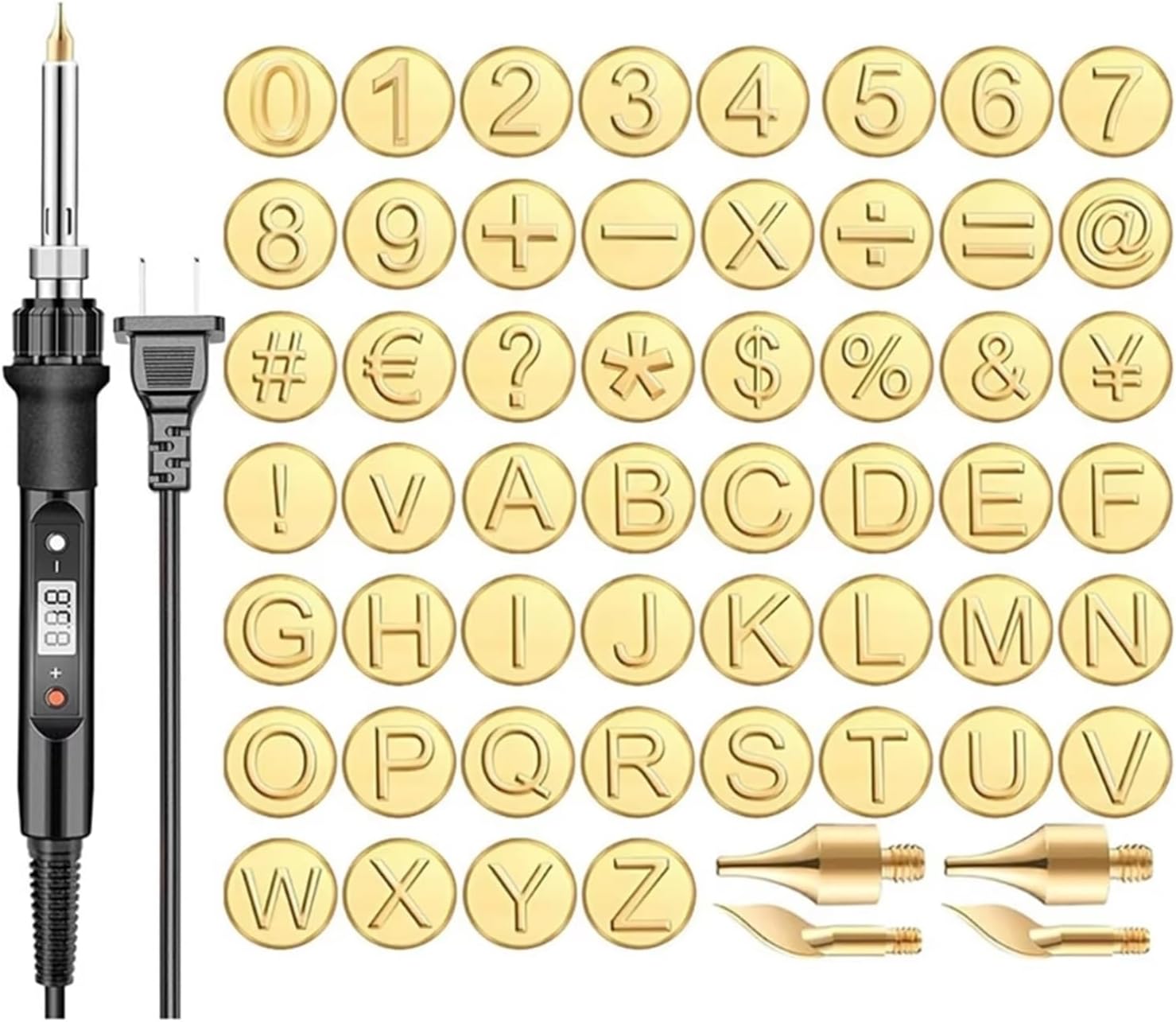 Hot Stamps for Wood Burning Tool, Hot Stamps Tool with Alphabet,26/58 Letters Copper Mold,Wood Burner Kit with Letter Stamps,Wood Burning Tip Set for Wood Craft DIY Embossing Carving(56pcs)