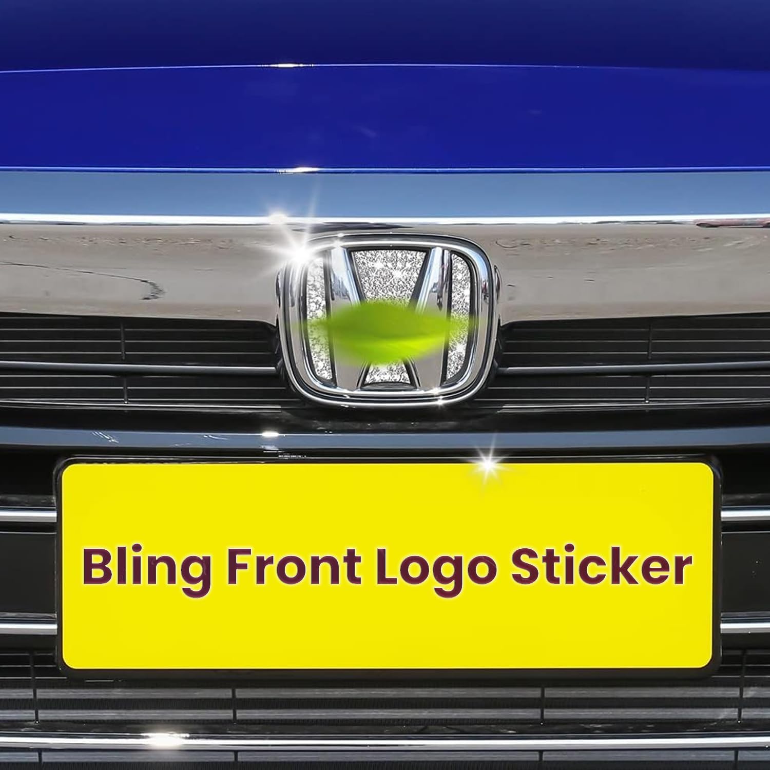 Bling Crystal Car Front Emblem Cover Sticker Compatible with Honda 10th Gen Civic Sedan 2022 2021 2020 2019 2018 (car Front Logo)