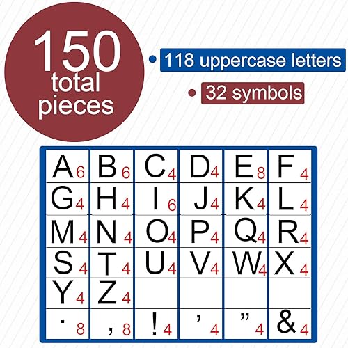 Vista 147 de Juego de 150 letras grandes de 6 pulgadas y puntuación, colorido alfabeto recortado para el aula para exhibir tablón de anuncios, escuela en casa