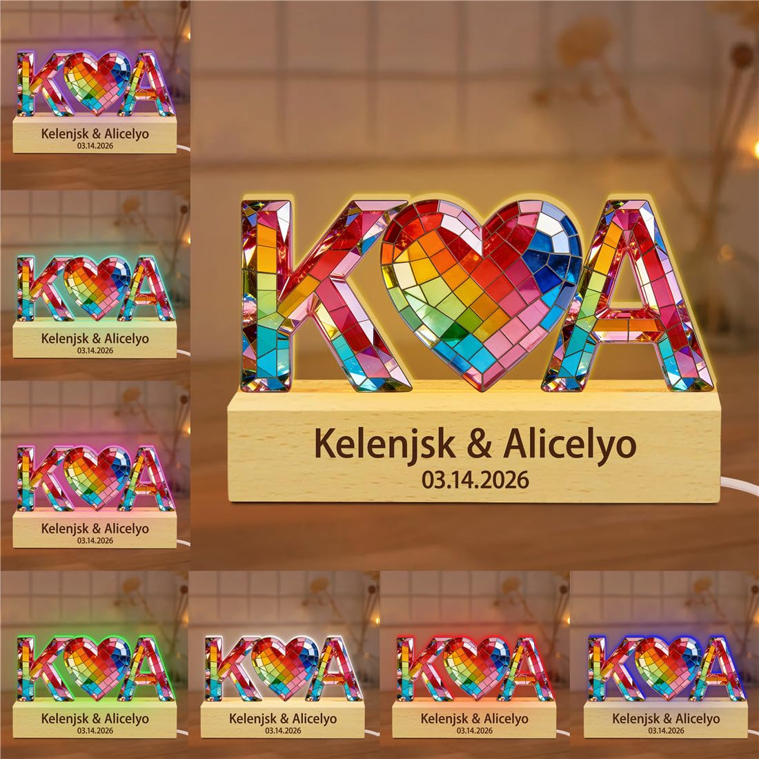 BFHEFGSUU Personalised 2D Flat Couple Letter Night Light Custom Name Funny Couple Acrylic Led Light Sign For Home Bedroom Decor Gifts For Wife Husband Valentine Wedding Anniversary (S 03)