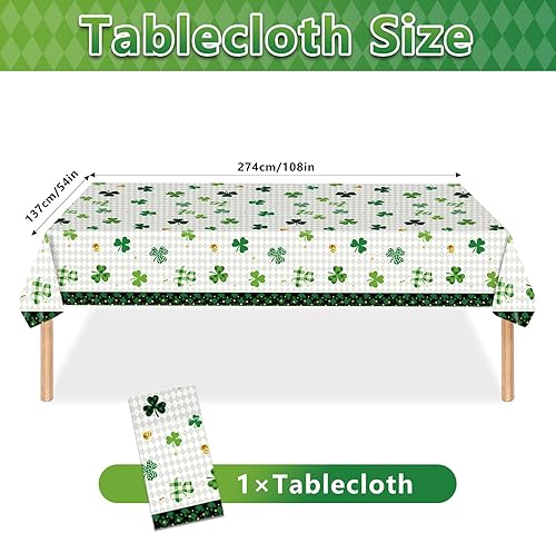 Miniatura 5 de 98 piezas de suministros para fiesta del día de San Patricio, juego de vajilla de trébol irlandés verde, suministros de fiesta de cumpleaños,