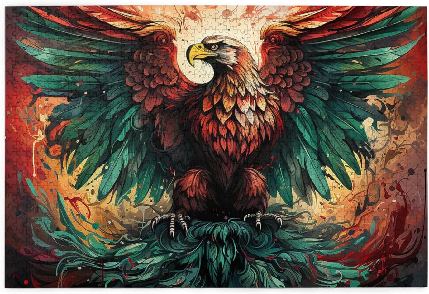 1000 Piece Jigsaw Puzzle Eagle Mexican Mexico Flag Abstract Cool Wood Puzzle for Adults Teens Family Game Educational Toys Gifts