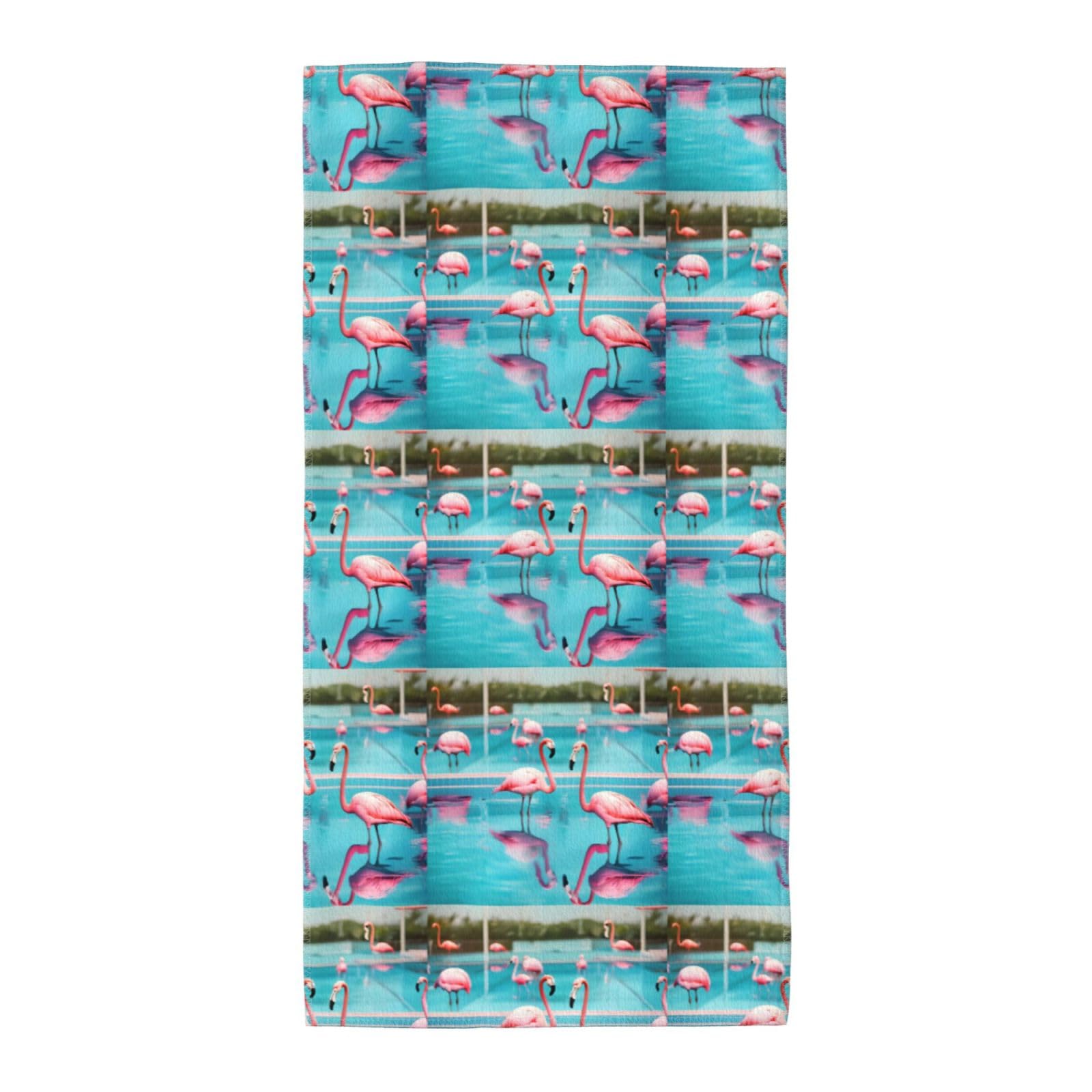 WYCZHY Flamingo And Swimming Pool Printed Quick Dry Beach Towel For Camping Travel Vacation