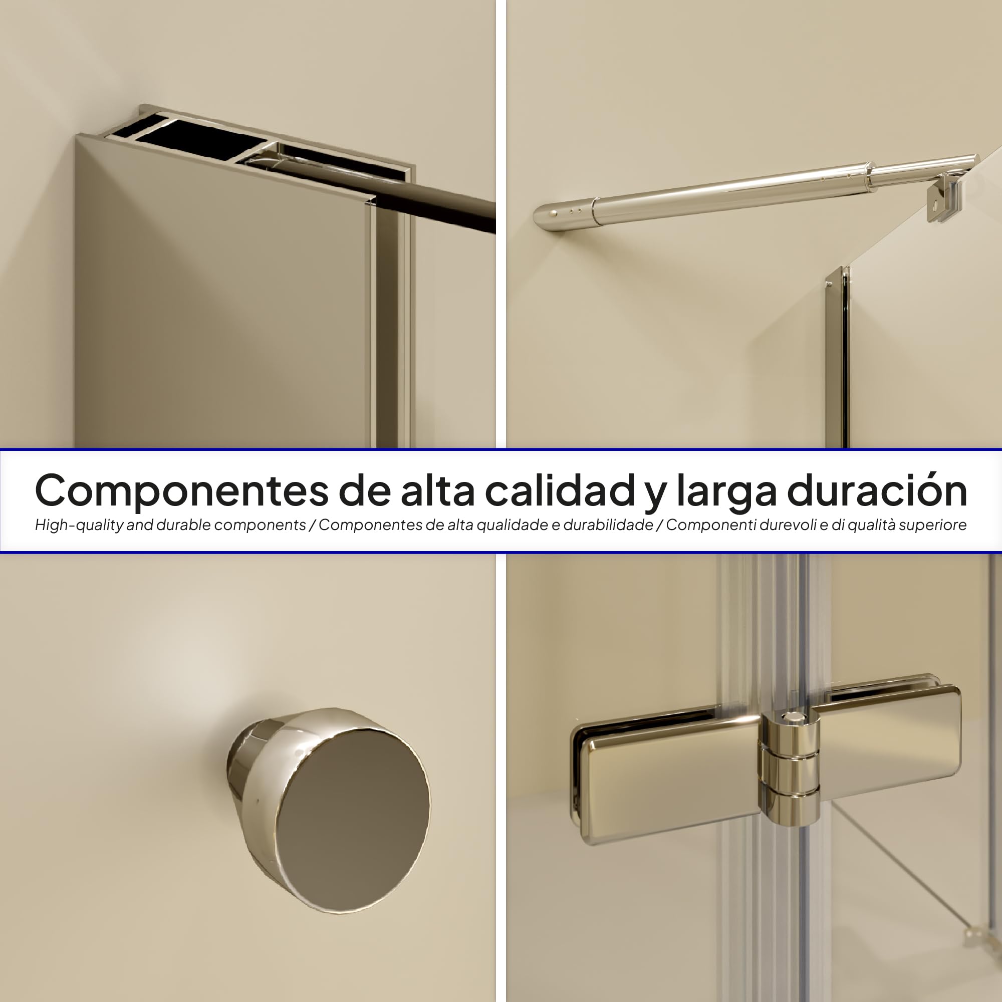 Mampara de Ducha Alice 75x95x180cm |NO REVERSIBLE| Puertas Abatibles, Ajuste 74,3-76,3x94,3-96,3cm|Perfiles cromados, Cristal Parcialmente Satinado 6mm