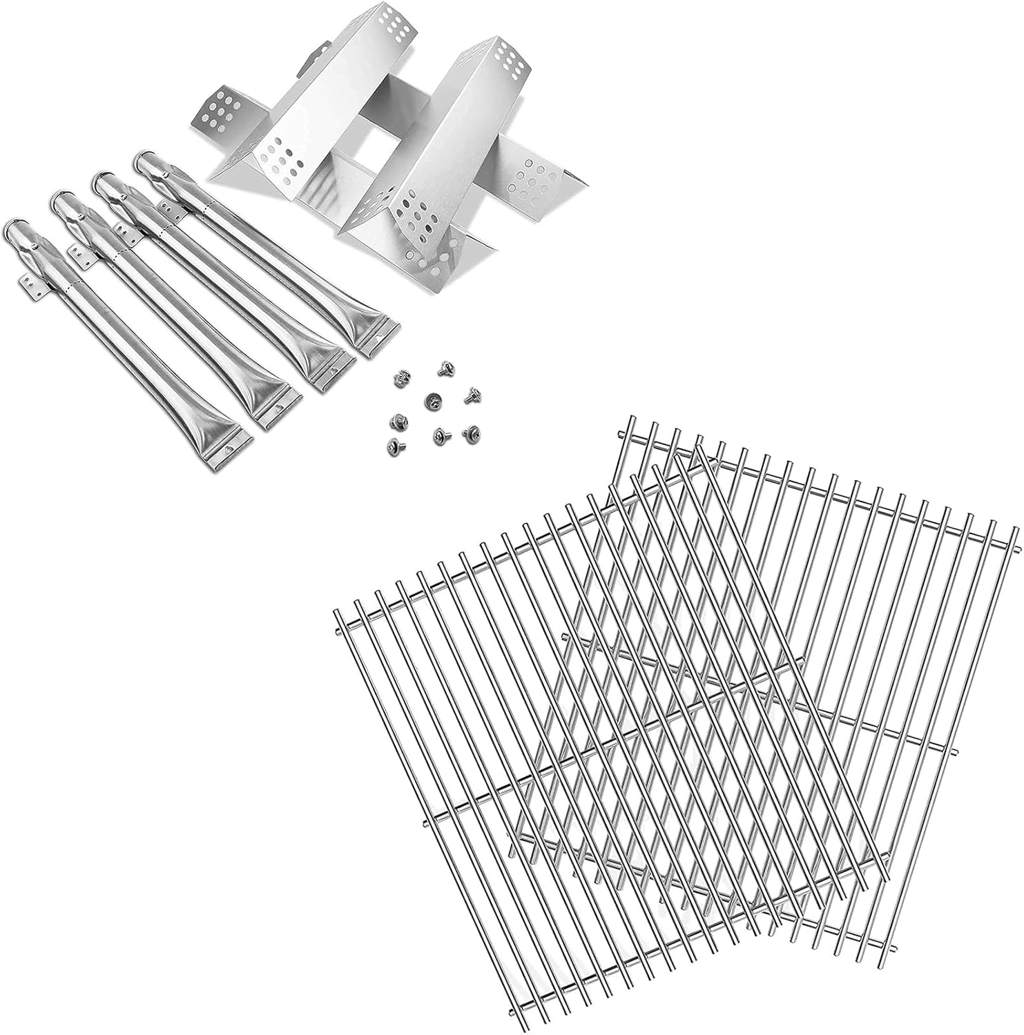 Uniflasy Replacement Parts Kit for Home Depot Nexgrill 720-0830H, 720-0830D, 720-0783E, Kenmore 720-0830A, 122.33492410 Members Mark 720-B0830F, BHG 720-0783H Grill Burner Heat Plates Cook Grate