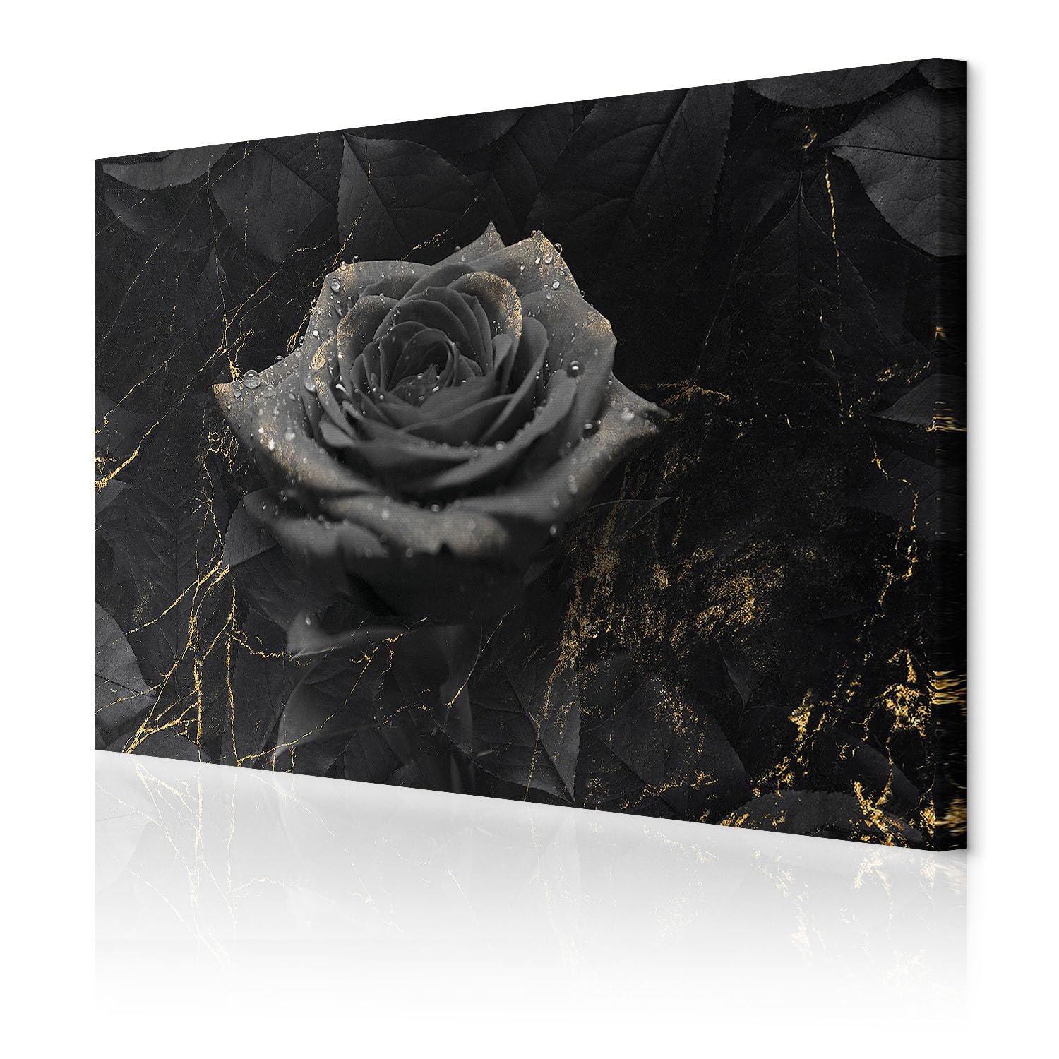 decomonkey Wandbilder Blumen Rose 120x80 cm 1 Teilig Leinwandbilder schwarz