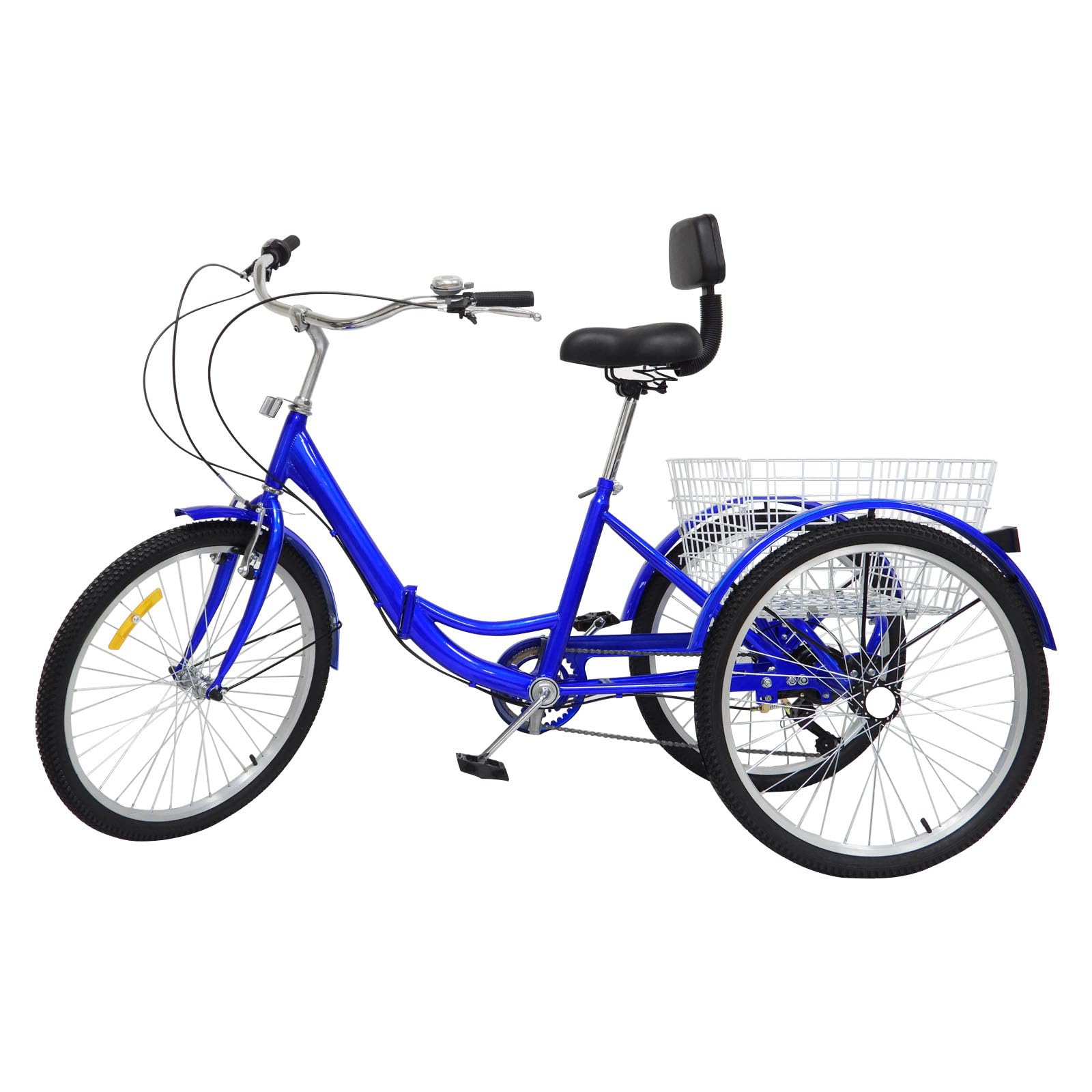 Triciclo per adulti 24 pollici 7 marce triciclo bicicletta con cestino e schienale, anziani triciclo adulto pieghevole 3 ruote Cargo Cruise Trike Pieghevole Tricycle per lo shopping all'aperto Picnic