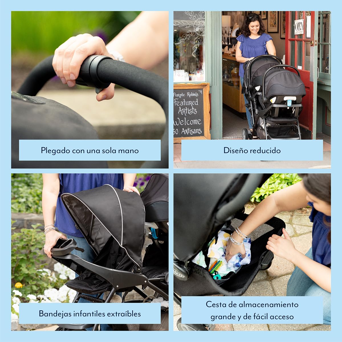 Graco - Stadium Duo Cochecito doble ultramanejable. Desde el nacimiento hasta los 3 años aprox. (máx. 15 kg), color Titanium, Sistema Click Connect compatible con 2 sillas portabebés