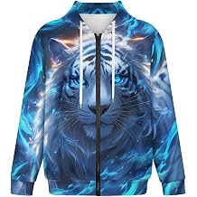 Men Novelty 3D Skull Print Long Sleeve Zip up Hoodies Pullover Sweatshirts with Pocket