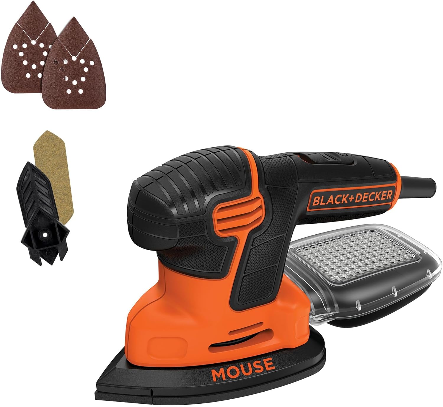 BLACK+DECKER Detail Sander, 1.2 Amp, 16,000 OPM, Compact Design, 3-Position Grip for Comfort, Includes Dust Collector, Corded (BDEMS600) Pack of 1 Detail Sander
