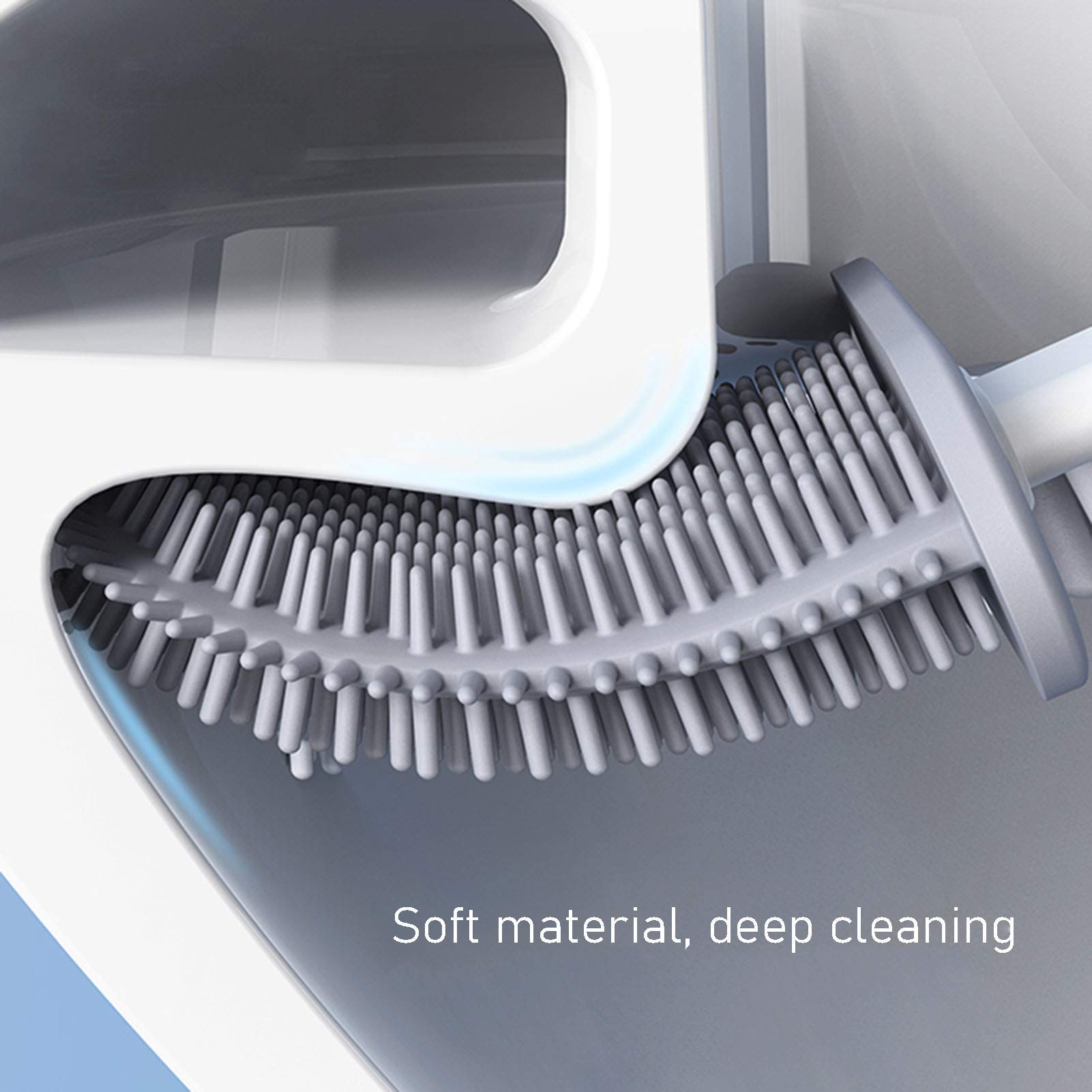 ESOUY Spazzole per WC Scopino per WC in Silicone con Supporto, con Manico Lungo in PP Antiscivolo; Set Scopino Flessibile per Bagno Asciugatura Rapida Rotazione A Forma di U Pulizia Profonda,Verde