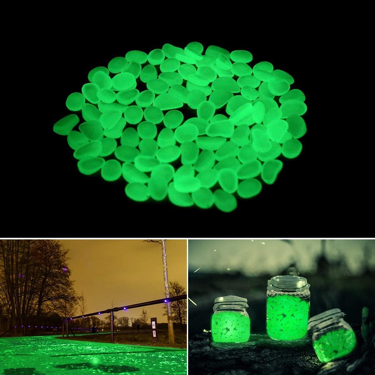 SPICOM 100pc Glow in The Dark Pebble Stones Luminous, Green - Image 5