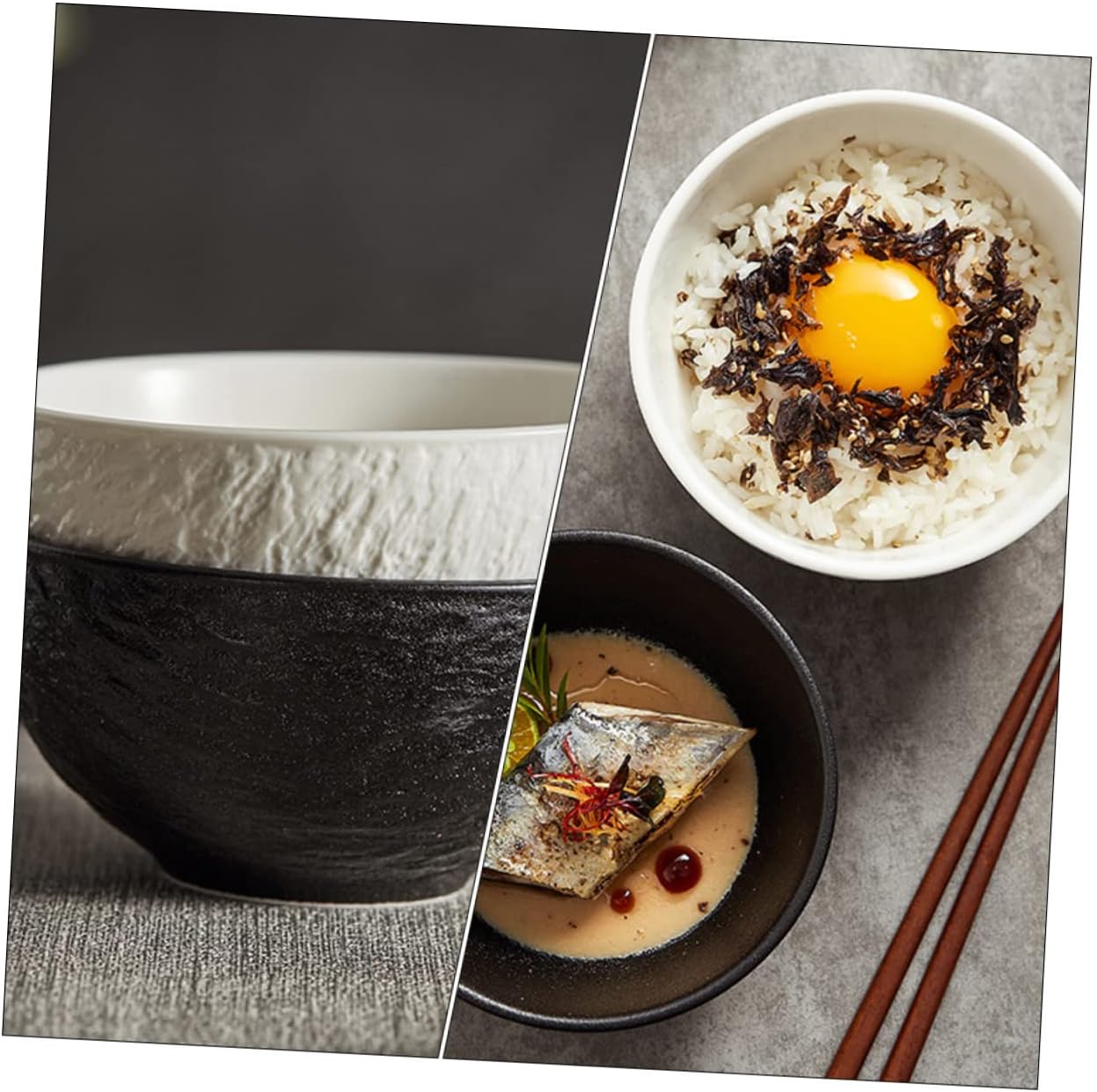 VOSAREA 4pcs Ceramic Dinner Bowls Multi-purpose Serving Bowls for Salad Fruit and Dessert Elegant Japanese Pattern for Home Dining and Entertaining