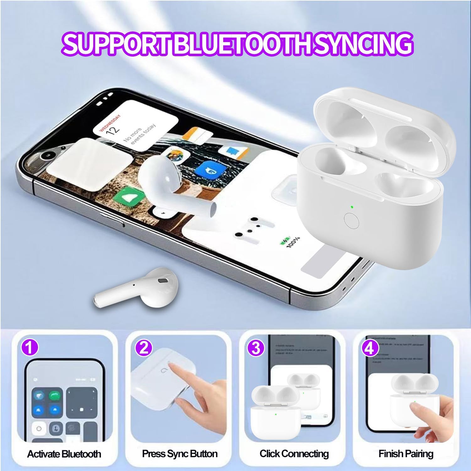 Charging Case Compatible with Airpods 4rd (2024), Type C Charging case for Air-pods 4rd, Wireless Charging case Replacement with Bluetooth Pairing Sync Button - Image 3