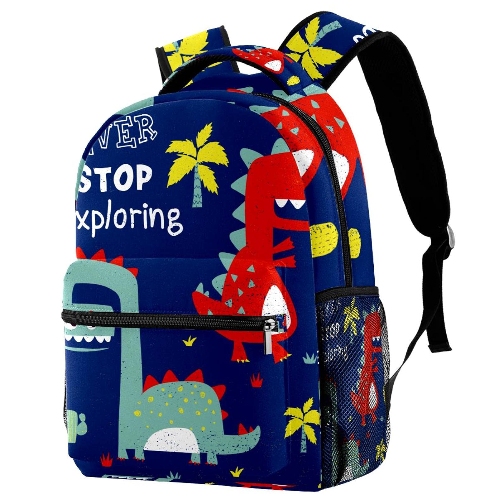 Sac à dos motif dinosaure bleu multicolore avec compartiments - 7