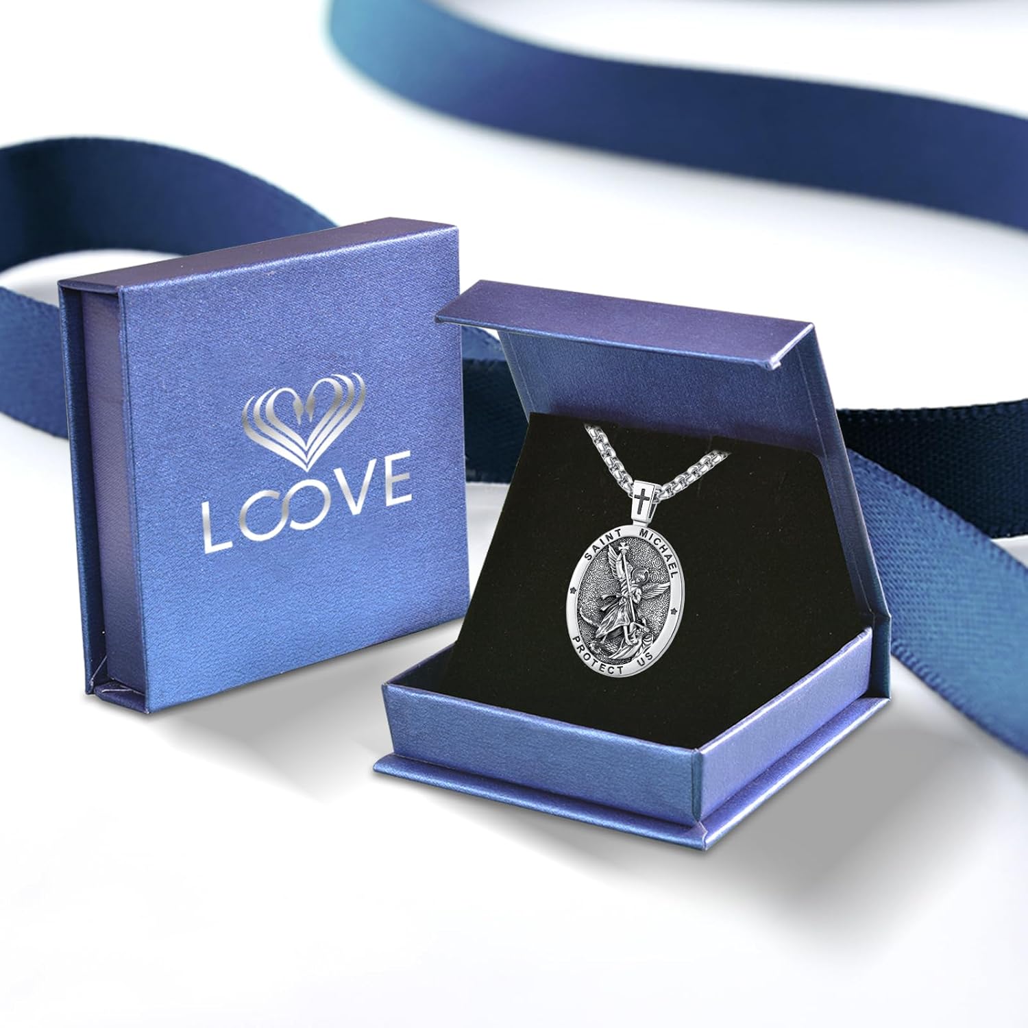 Patron Saint Medals Amulet Necklace 925 Sterling Silver Protection Jewelry for Men Women with 20"/22"+2" Rolo Chain - Image 8