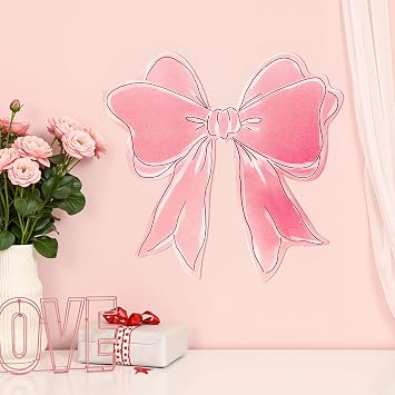 Metal Pink Bow Coquette Room Wall Art Decor,12 Cute Pink Bow Wall Sculpture for College Preppy Girly Dorm Door Living Room Bedroom Bathroom,Home Party Decoration Gift for Girls Teens Women