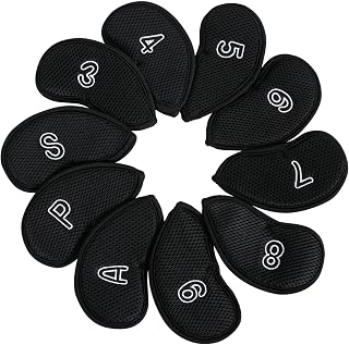 Premium Thick Mesh Golf Iron Covers Set 10Pcs Breathable & Snug Fit for Most Irons