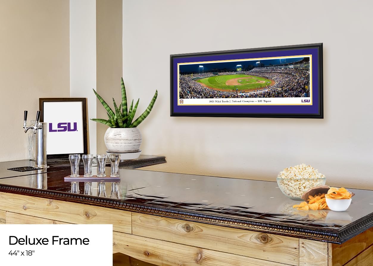LSU Tigers, 2023 College World Series Champions - 44x18-inch Double Mat, Deluxe Framed Picture by Blakeway Panoramas