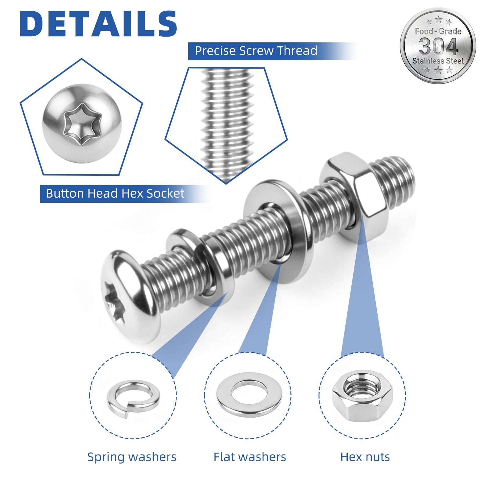 Set di viti Torx M4, 480 pezzi, in acciaio inox 304, viti a testa svasata, viti a testa tonda, viti a macchina, dadi e rondelle, assortimento di punte T20