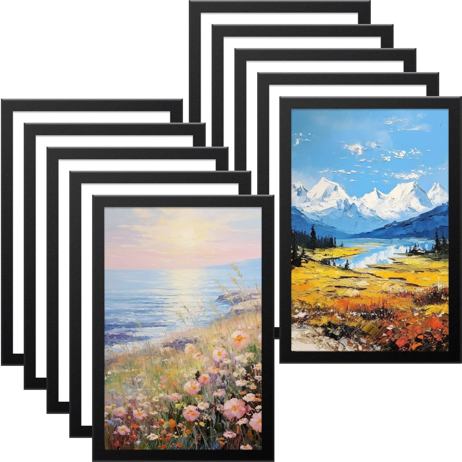 WUBAYI A4/A3/6in Magnetic Photo Frames, Self Adhesive Magnetic Picture Frame Holder Waterproof Clear Sign Holders for Paintings, Photos, Notices, Certificate, Poster, (A3-10PCS-Black)