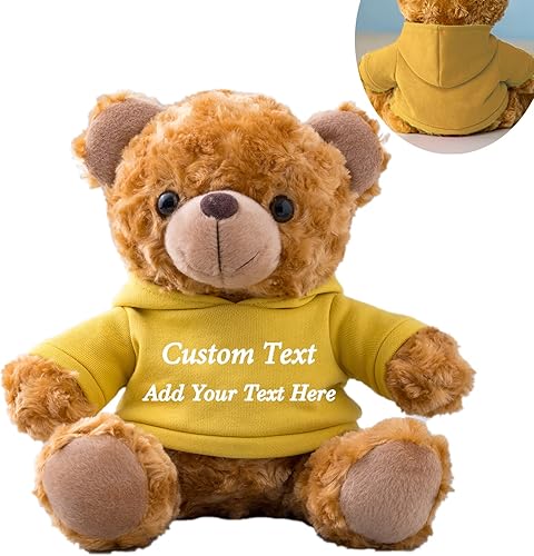 Oso de peluche personalizado con texto personalizado, oso de peluche marrón como regalo personalizado para novia/novio en el día de San Valentín,