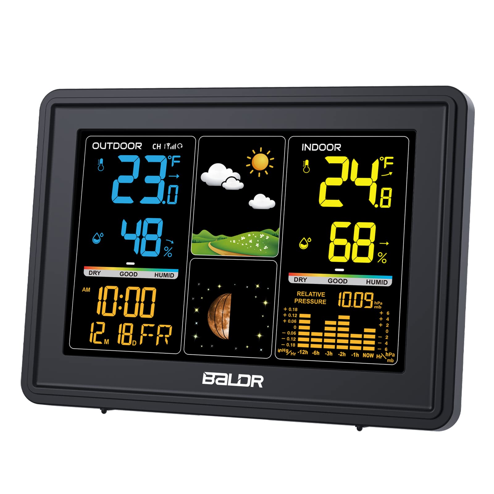BALDR Weather Station Indoor Outdoor Thermometer Hygrometer, Color
