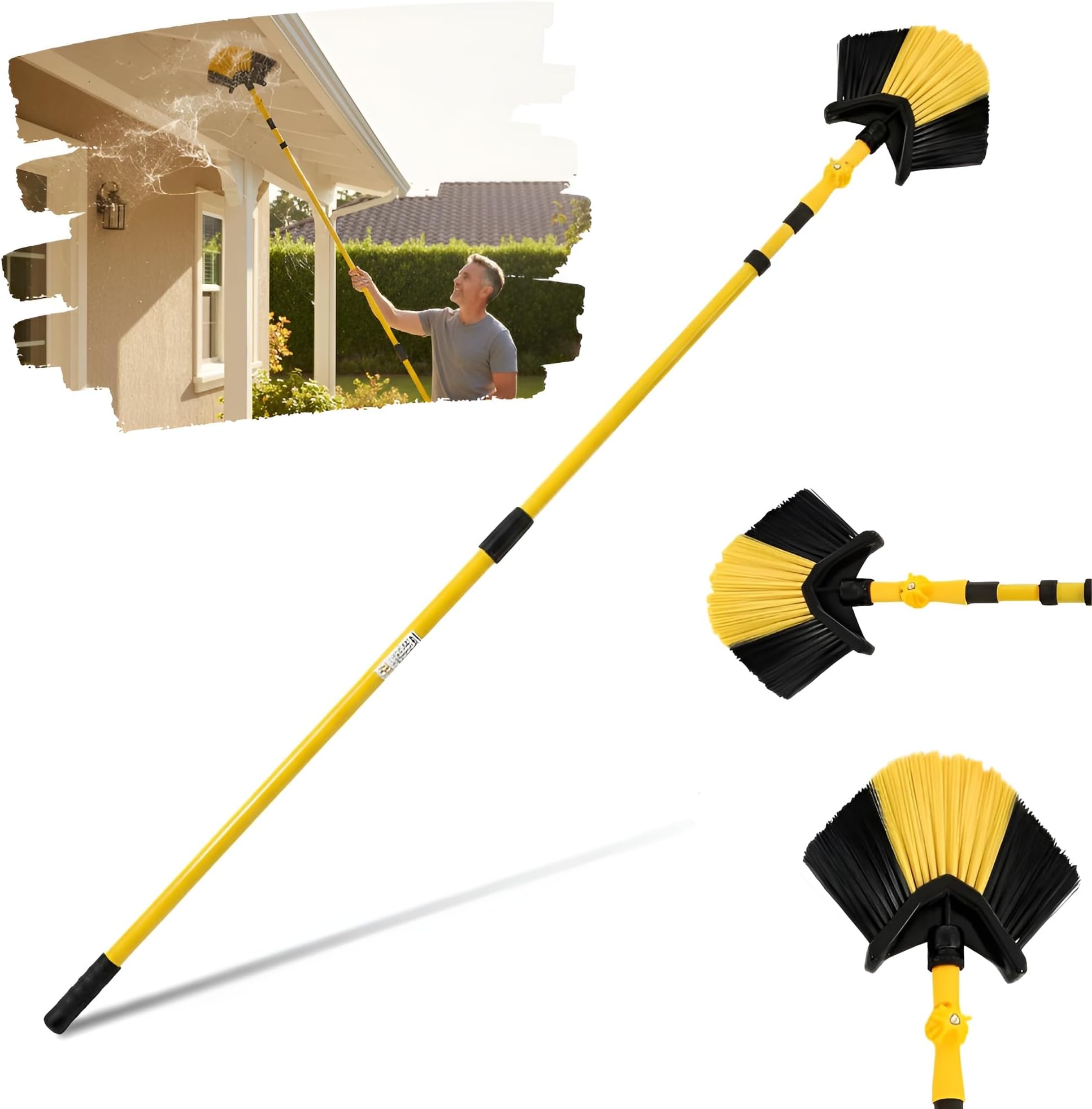 Telescopic Ceiling Duster – Extendable 3-Meter Swivel Cobweb Brush for Ceilings, Fans, Walls & Hard-to-Reach Corners