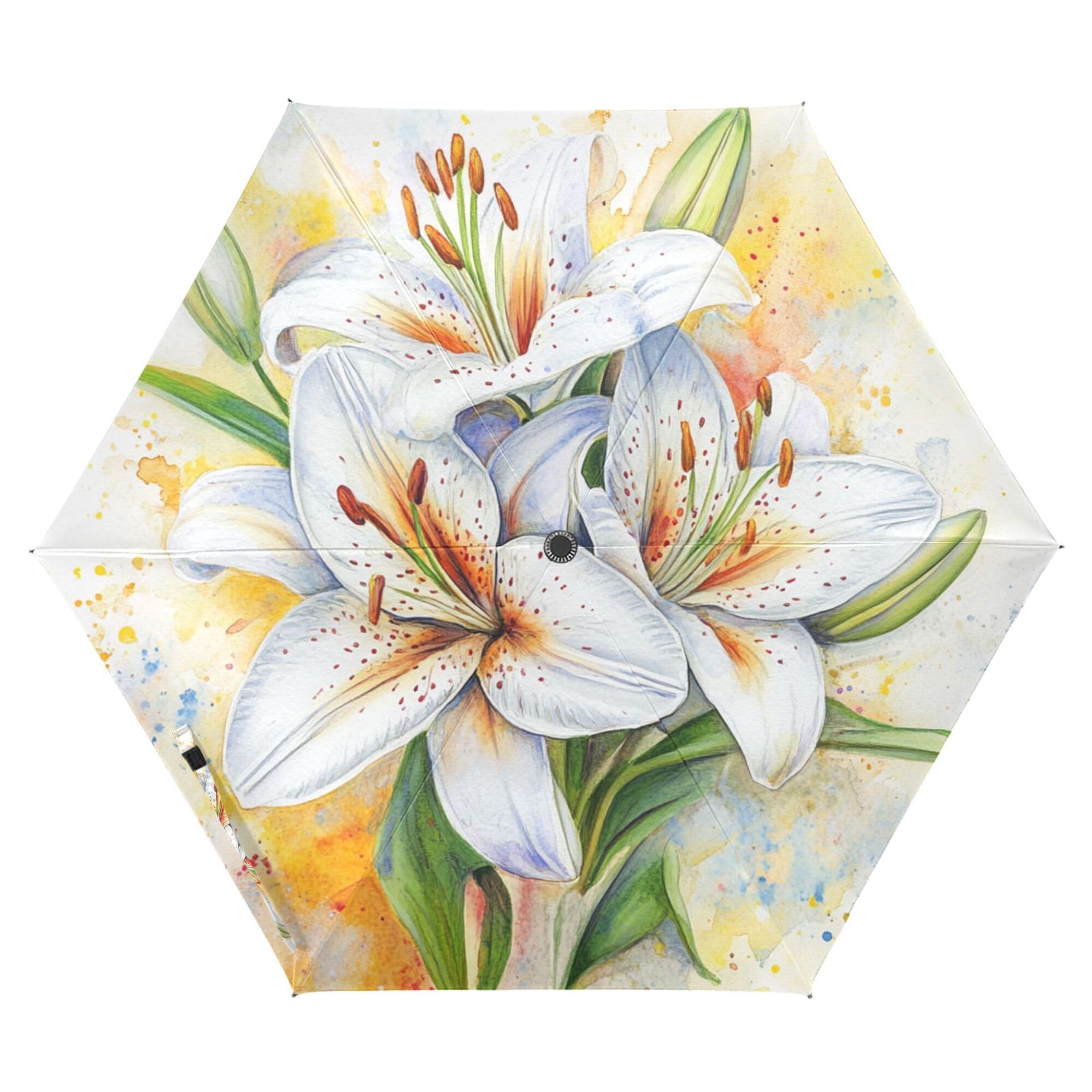 JUNZAN Easter Lily Happy Easter Umbrellas For Women 39 Inch Portable Automatic Open Close Mini Umbrella for Adults Outdoor Defence Accessories