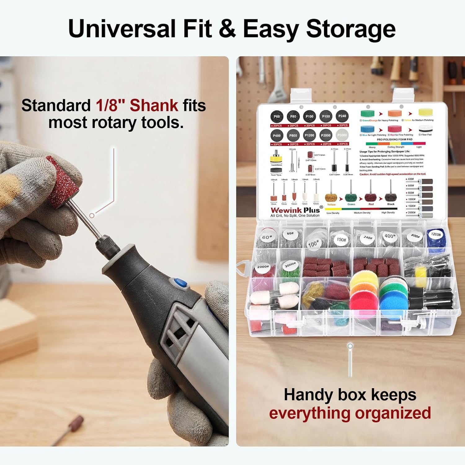 304PCS Rotary Tool Sanding Kit, 1 Inch Wet Dry Sanding Discs & Polishing Accessories for Dremel Tool, Sanding Drums for Resin 3D Print Wood Jewelry Metal Clay