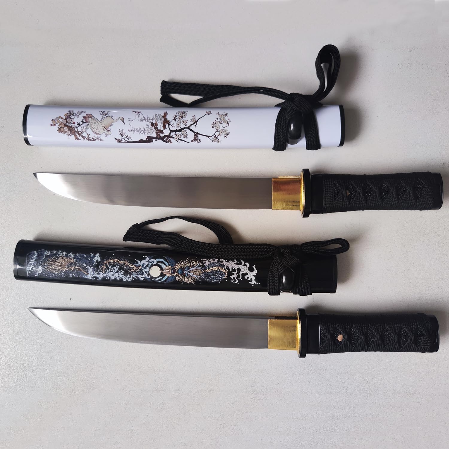 Handmade Short Knife Dagger Sharp Print Cutting Outdoor Manganese Steel Sword 17 Inches Black/White