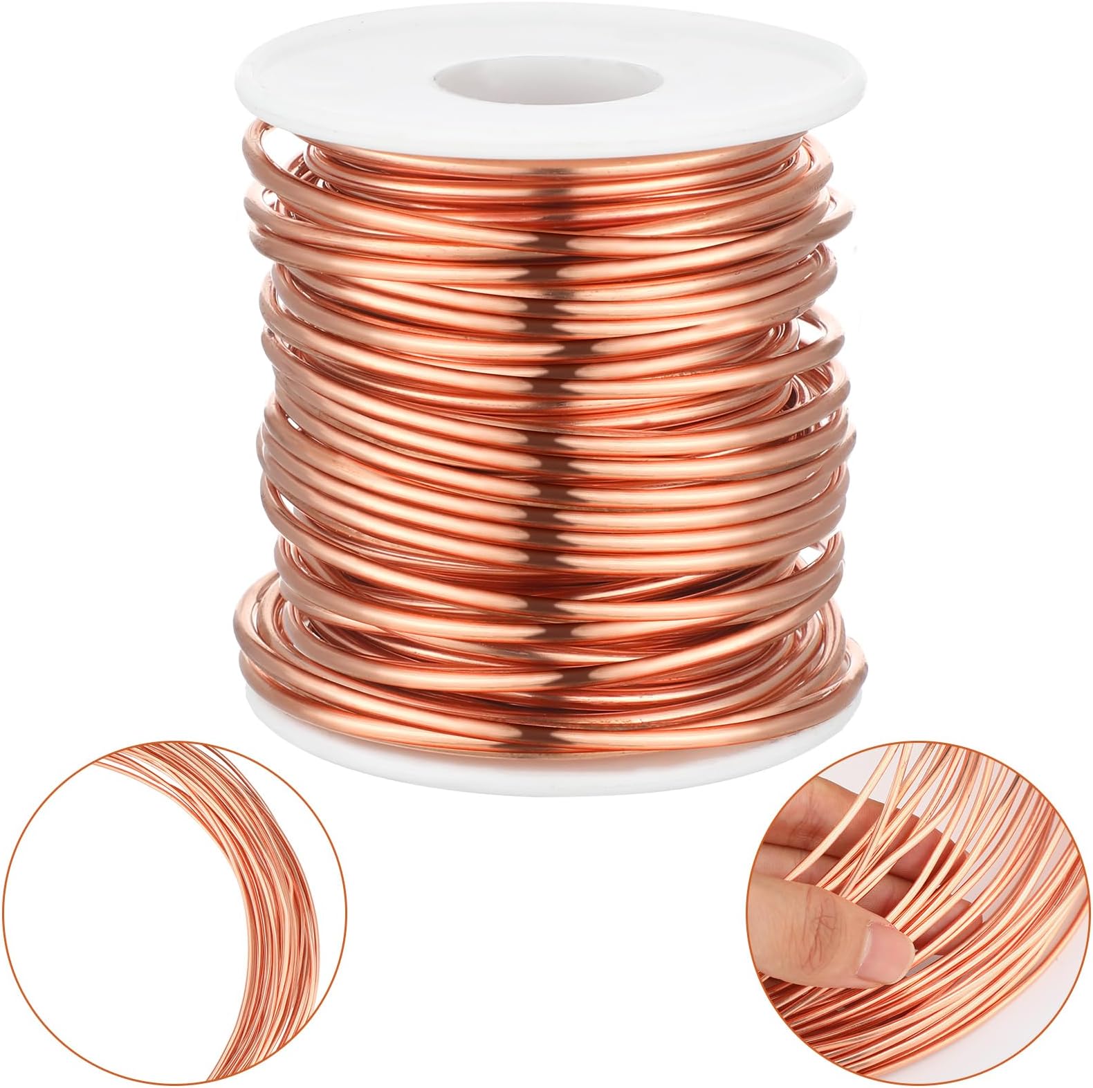 Therwen Bare Dead Soft Copper Wire Soft Copper Wire for Jewelry Making Grounding Crafts Hobbyists, 100 Feet Length (16 Gauge,0.05'' Diameter)