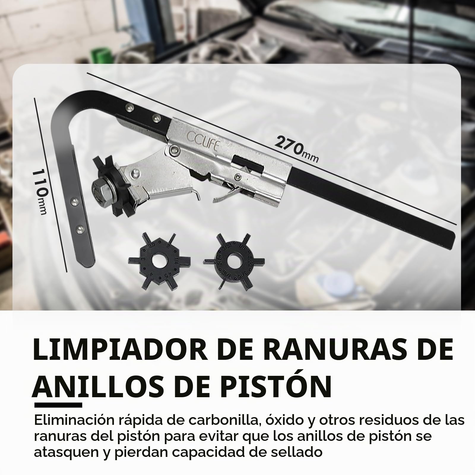CCLIFE Compresor aros pistón útil para ceñir y segmentar aros de pistones