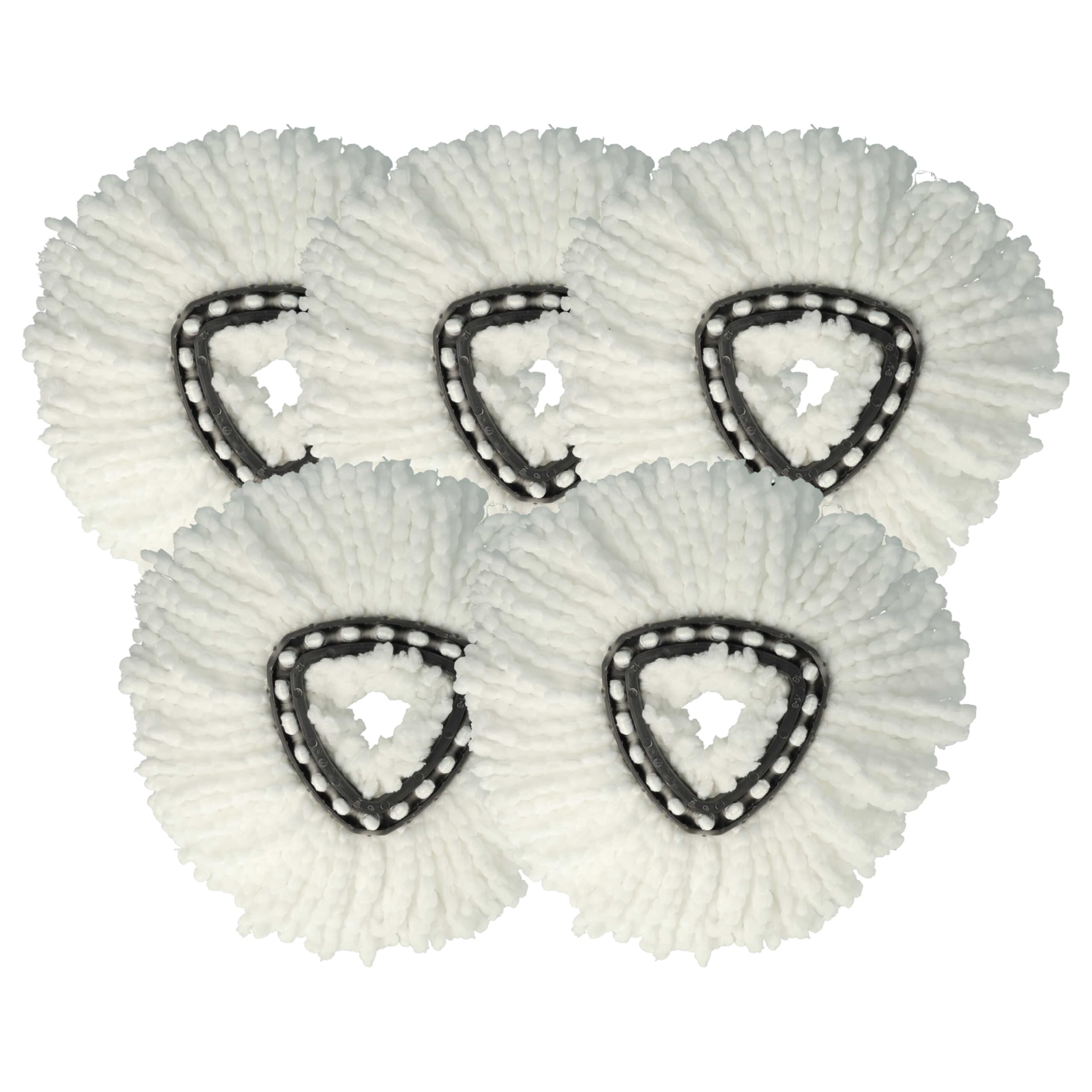 vhbw 5X Cabezal fregona Compatible con Vileda EasyWring & Clean, EasyWring & Clean Turbo fregona - Repuesto, Microfibra, Blanco
