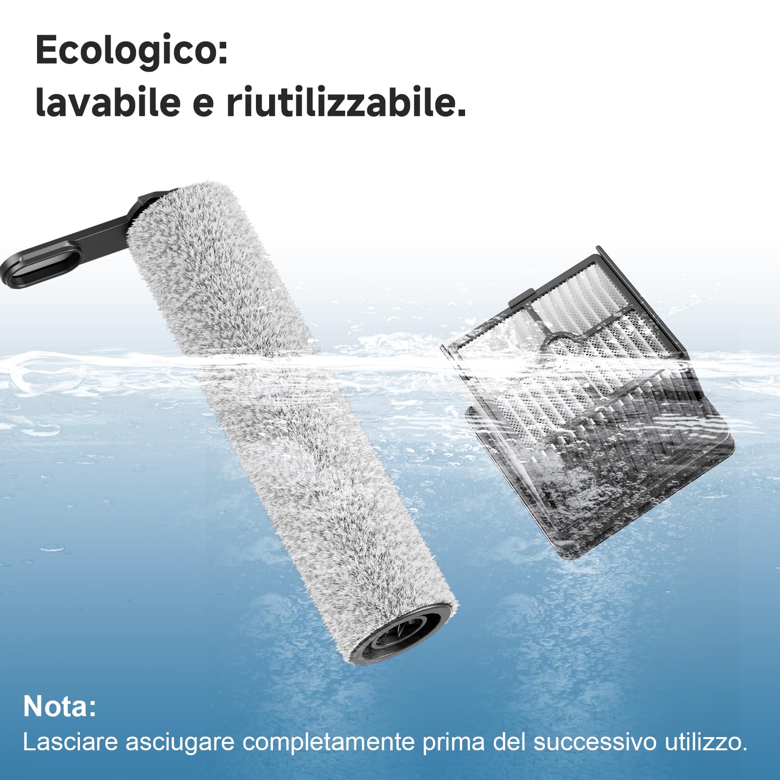 Hearten Cepillo Rodillo y Filtro T8 Fregona Electrica