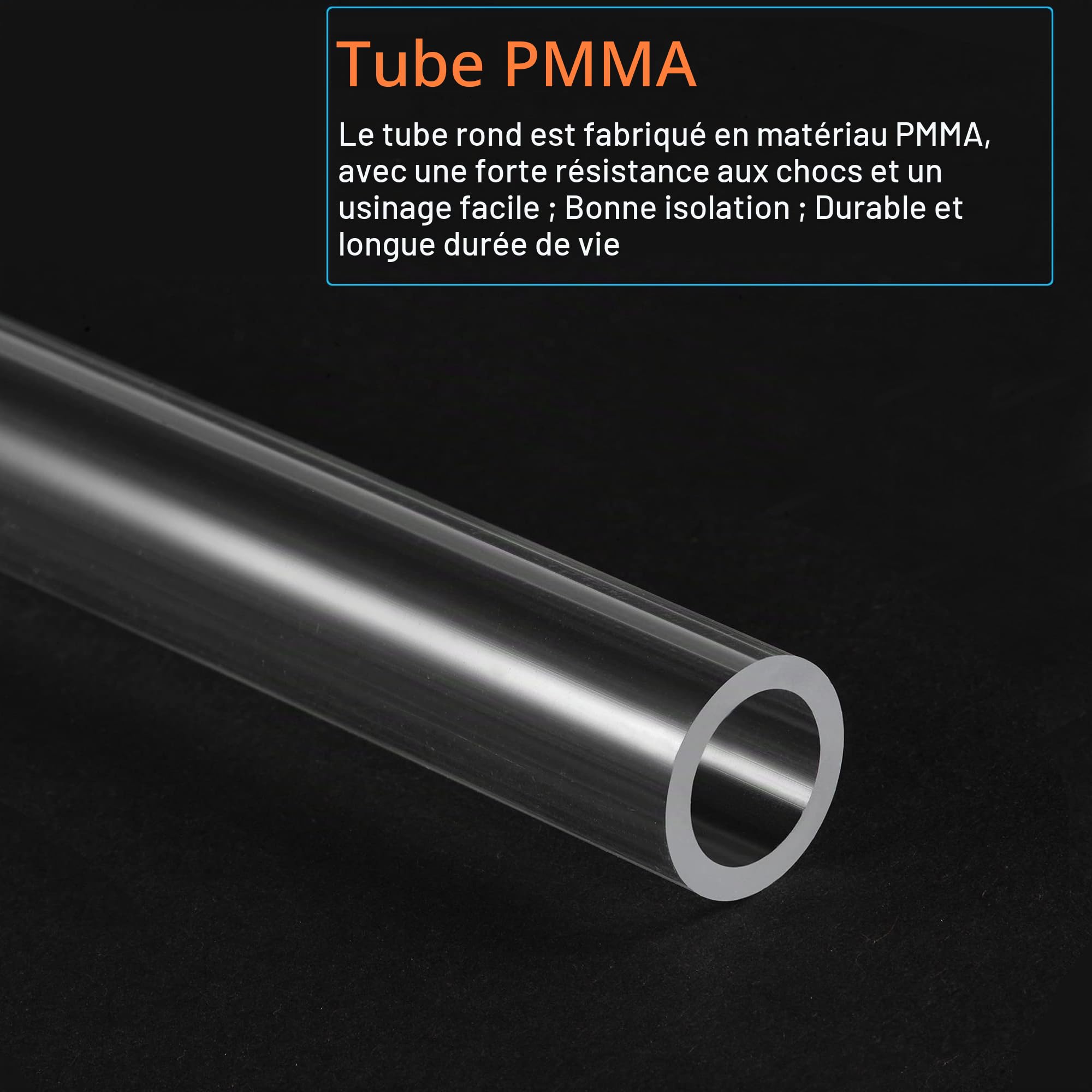 Unifizz Tube rond rigide en acrylique transparent 96 mm x 100 mm x 200 mm pour lampes et lanternes, système de refroidissement par eau