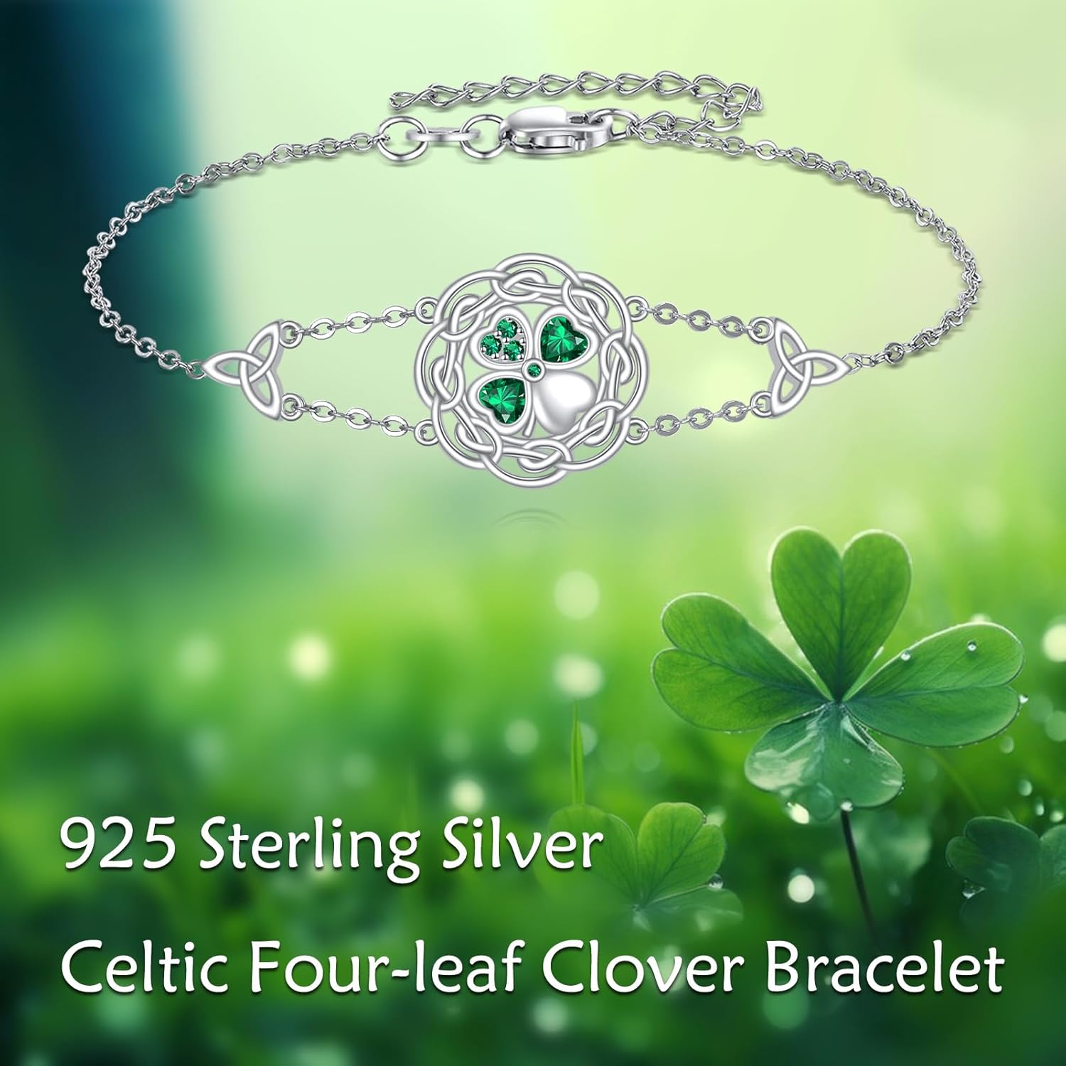 YAFEINI Celtic Shamrock Bracelet 925 Sterling Silver Irish Knot Bracelet Shamrock Jewelry Gifts for Women - Image 6