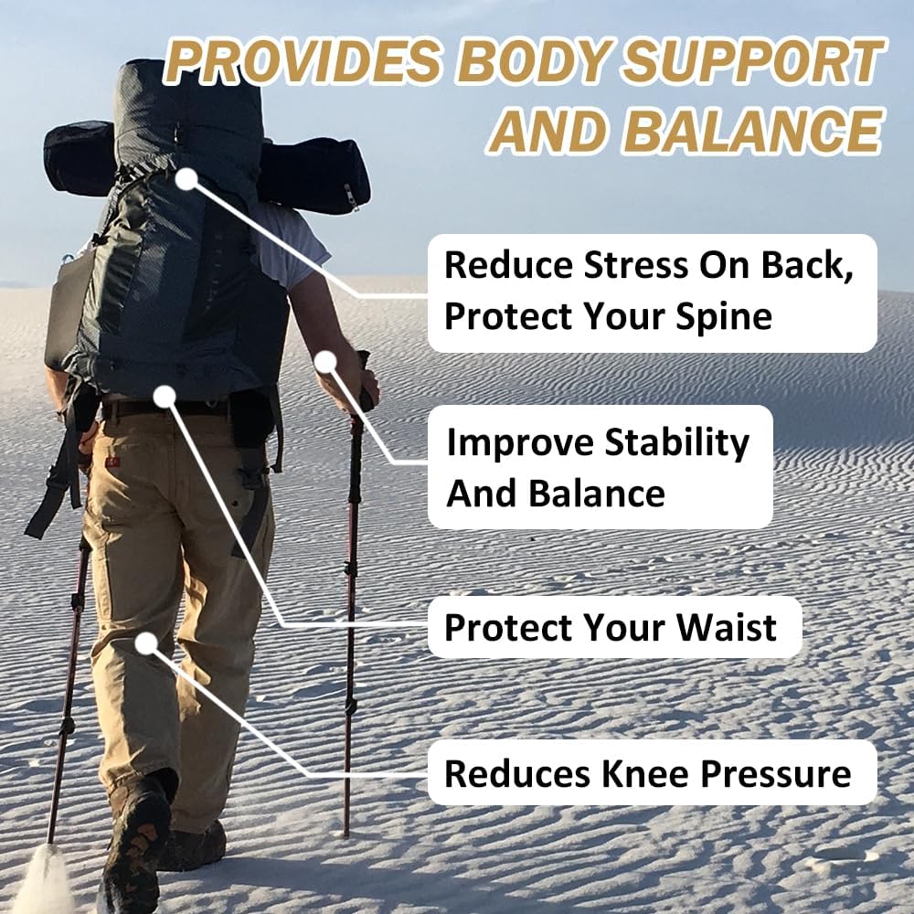 Hiking Poles - AYAMAYA Telescopic Collapsible Trekking Poles with Quick Twist Lock System - Lightweight Aluminum Alloy Telescopic Walking Sticks for Hiking Backpacking Mountaining Seniors Balance