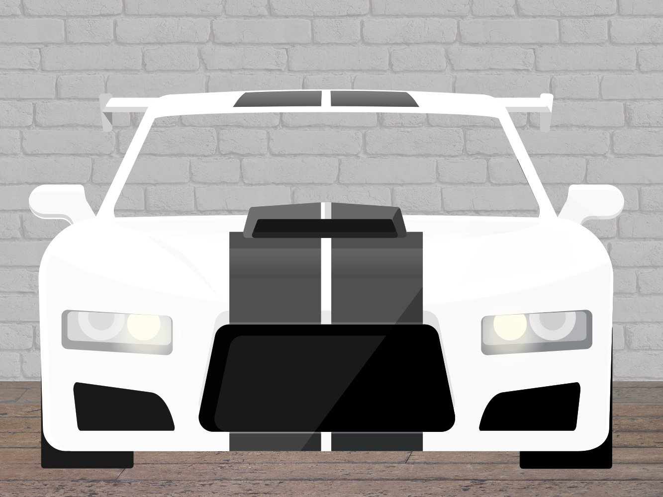 Photocall Coche Blanco Frontal Eventos o Celebraciones puntuales | Medidas 1,50 m x 0,96 m | Ventanas Troqueladas | Photocall Divertido | Atrezzos