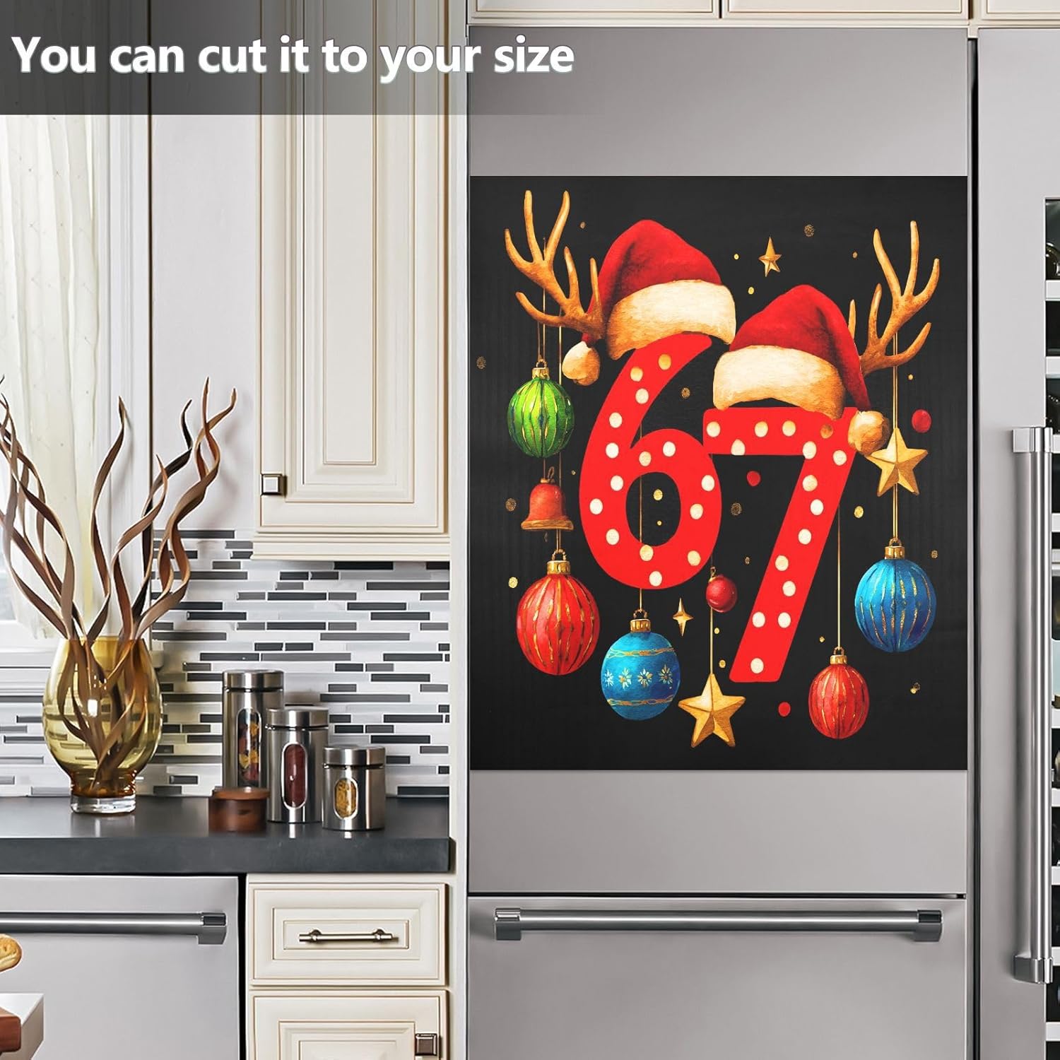 Dishwasher Magnet Cover Large Magnetic Stickers Christmas Six Seven Front Dishwasher Cover Reusable Decal for Home Kitchen Refrigerator Decorative Lid Washing Machine Laundry