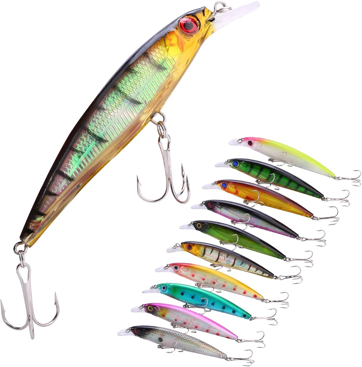 Señuelos de pesca Minnow, juego de Crankbaits, cebos duros de pesca, Swimbaits, señuelos de superficie para barcos, para trucha, lubina, pesca de perca
