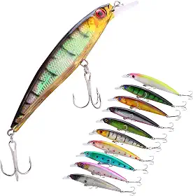 Conjunto 10 Iscas Artificiais 3D Meia Água Pesca Tucunaré Robalo Cioba Traíra Black Bass